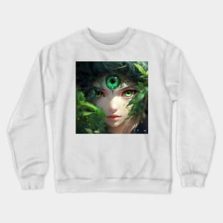 Closeup of fantasy green eyes girl Crewneck Sweatshirt